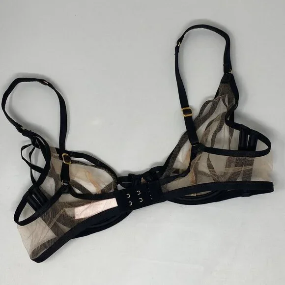 Agent Provocateur Rubi Black Silver Nude Bra 34B New